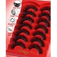 thumbnail image 4 of Strip Lashes That Look Like Lash Clusters 12-20mm Fluffy 80D Volume False Eyelashes Wispy Soft Curly Eye Lashes 7 Pairs Waterproof Faux Mink Lashes Big Personality Red Box Lashes, 4 of 11