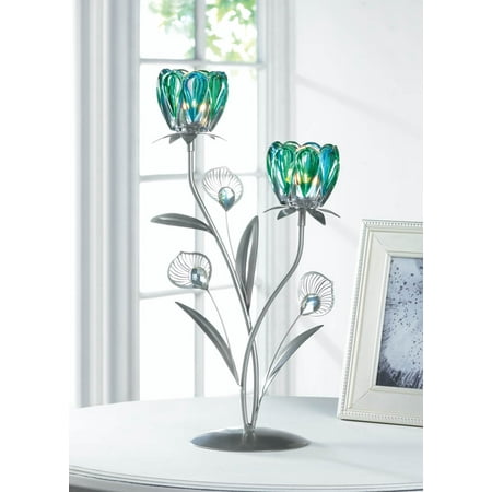 - Metal Candle Holders, Decorative Iron Double Peacock Flowered Candle Holders