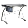 thumbnail image 1 of Melo 41-inch Glass Top Drafting Table with Storage Silver, 1 of 4