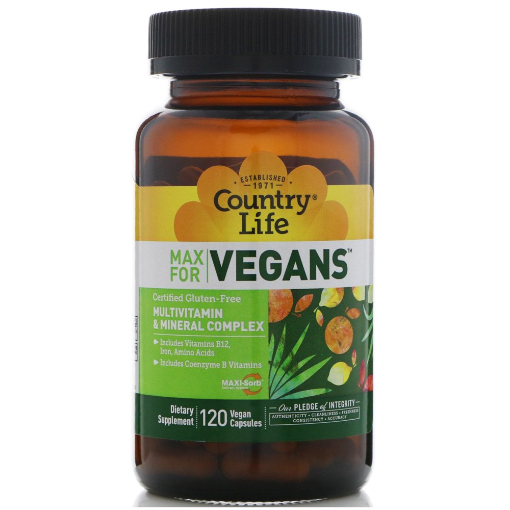 Country Life Max for Vegans, Multivitamin & Mineral Complex, 120 Vegan
