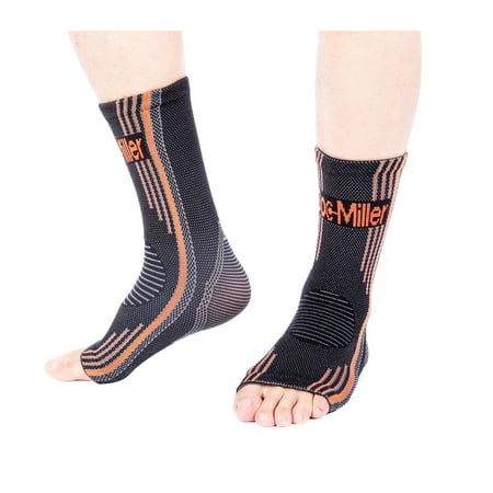 Doc Miller Premium Ankle Brace Compression Support Sleeve Socks for Swollen Foot Plantar Fasciitis Achilles Tendonitis, Use as Injury Support Recovery Eases Pain Swelling 1 PAIR (Best Support Hose For Swollen Ankles)