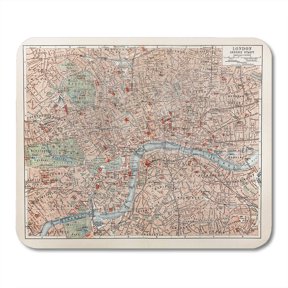 SIDONKU Vintage 19Th Century Old Map of London City Thames River England Mousepad Mouse Pad Mouse Mat 9x10 inch