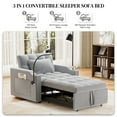 thumbnail image 4 of Wiilayok 3 in 1 Single Sleeper Sofa Chair with Pullout Bed, Convertible Pull Out Couch with Adjustable Backrest, Modern Velvet Chaise Lounge with USB Port & Cupholder for Small Spaces,Light Grey, 4 of 7