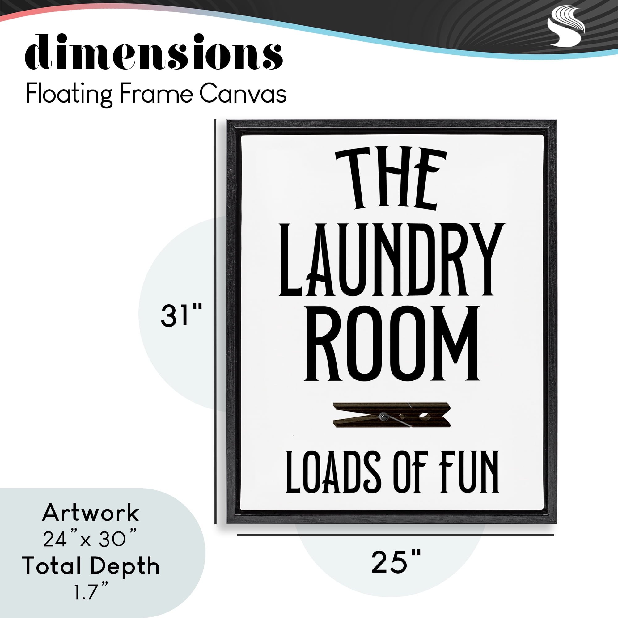 Loads Of Fun Clothespin Black Framed Floater Canvas Wall Art, design by Kim Allen