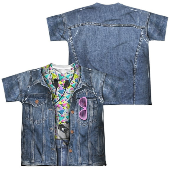 80S Costume (Front - Back Print) - Youth Short Sleeve Shirt - Small