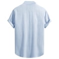 thumbnail image 6 of VEKDONE Men's Button Down Shirts Summer Short Sleeve Collared V Neck Tee Casual Solid Color Loose Fit Business Work Tops Light Blue XL, 6 of 6