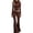 Coffee, variant on Sheghy Pajamas for Women Set Cotton Women Turtleneck Long Sleeve Top & Low Waist Flared Long Pants 2 Piece Co-Ord Set