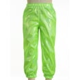 thumbnail image 3 of Xnihocha Kids Boys Girls Shiny Metallic Harem Pants Elastic Waistband Jazz Dance Trousers Loose Fluorescent Green 170, 3 of 6