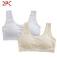 thumbnail image 2 of CYRBOKO Sports Bars for Girls, Soft 2 Pack Breathable Comfortable Cotton Seamless Bras Yellow Size 10-12 T, 2 of 6