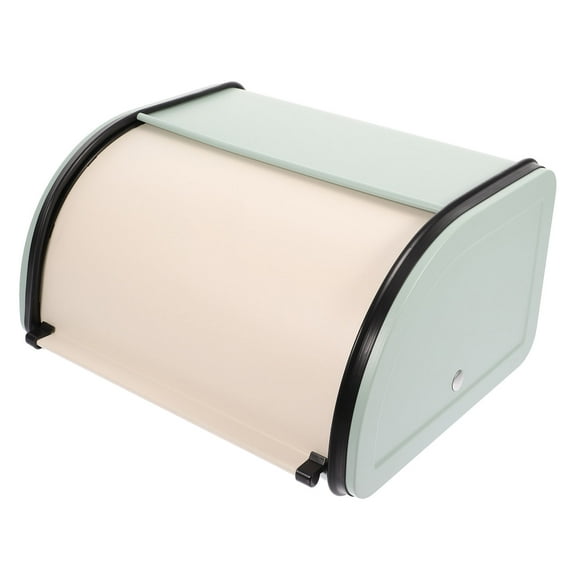 LOLIPPYY White Iron Bread Box with Roll-Top Lid for Kitchen Storage and Fresh Bread Keeping