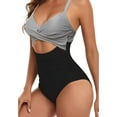 thumbnail image 3 of BERANMEY Sexy Tummy Control One Piece Swimsuit for Women Deep V Neck Cutout Swimsuits with Crisscross Back Straps Slimming High Waisted Bathing Suit Size S-2XL, 3 of 5