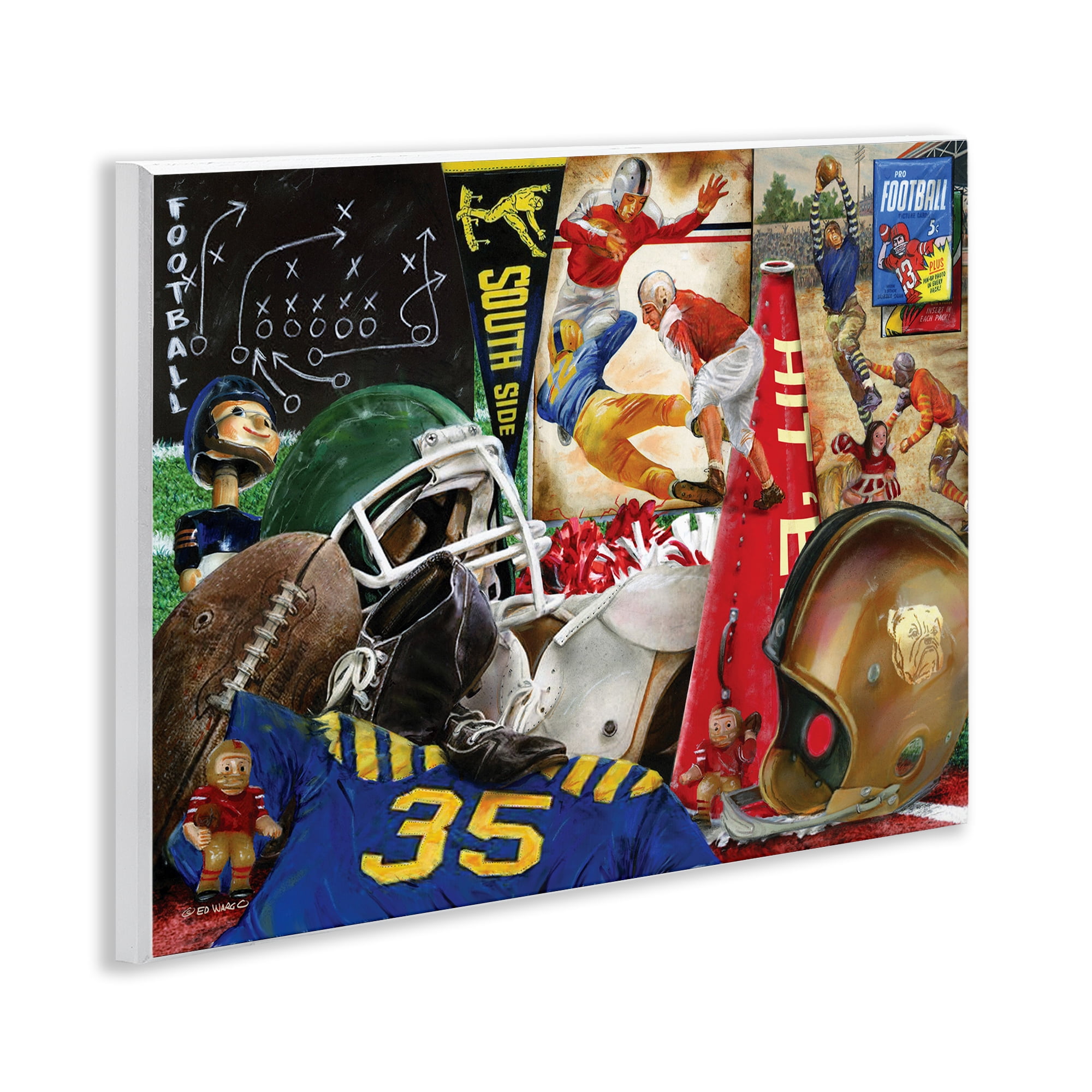 Stupell Industries Football Sports Collage Sports Painting Unframed Art Print Wall Art, 14 x 11