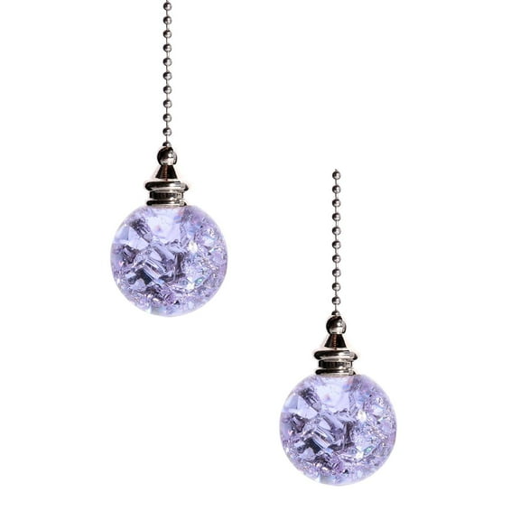 KUMHONW 2Pcs Clear Crystal Ceiling Fan Pull Chain Crystal With 21 Inch Beaded Extension Pull Chains for Ceiling Fans And Lights Ceiling Fan Pulls Light Pull Chain Beaded Pull Purple2*2