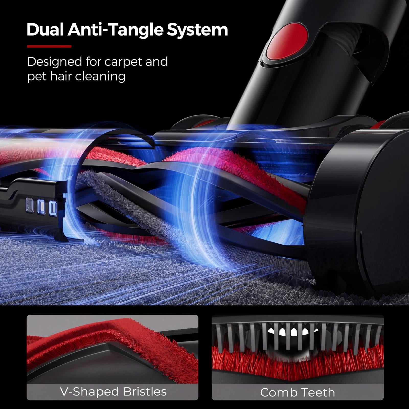 Cordless Vacuum Cleaner, 600W/55kPa Powerful Stick Vacuum, Lightweight Upright for Home Hard Floor Carpet Pet Hair