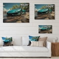 thumbnail image 4 of Designart "Car By The Beach Turquoise" Nautical & Beach Print on Natural Pine Wood, 4 of 5