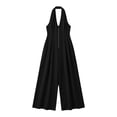 thumbnail image 7 of MLCDZ Women's Zip Up Wide Leg V Neck Sleeveless One Piece Jumpsuit Dressy Casual Lightweight Breathable Summer Outdoor Activities Rompers with Pockets, 7 of 7