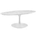 thumbnail image 2 of Modway Lippa 48" Oval Wood and Artificial Marble Coffee Table in White, 2 of 6