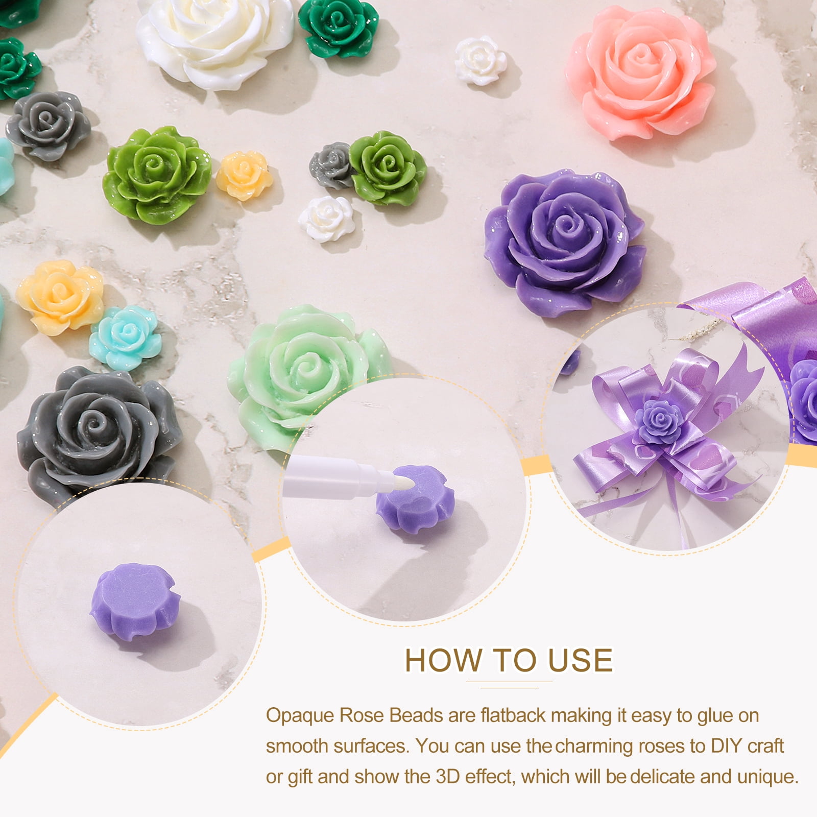 Unique Bargains Resin Rose Flower Beads for Jewelry Making and Crafts Pink