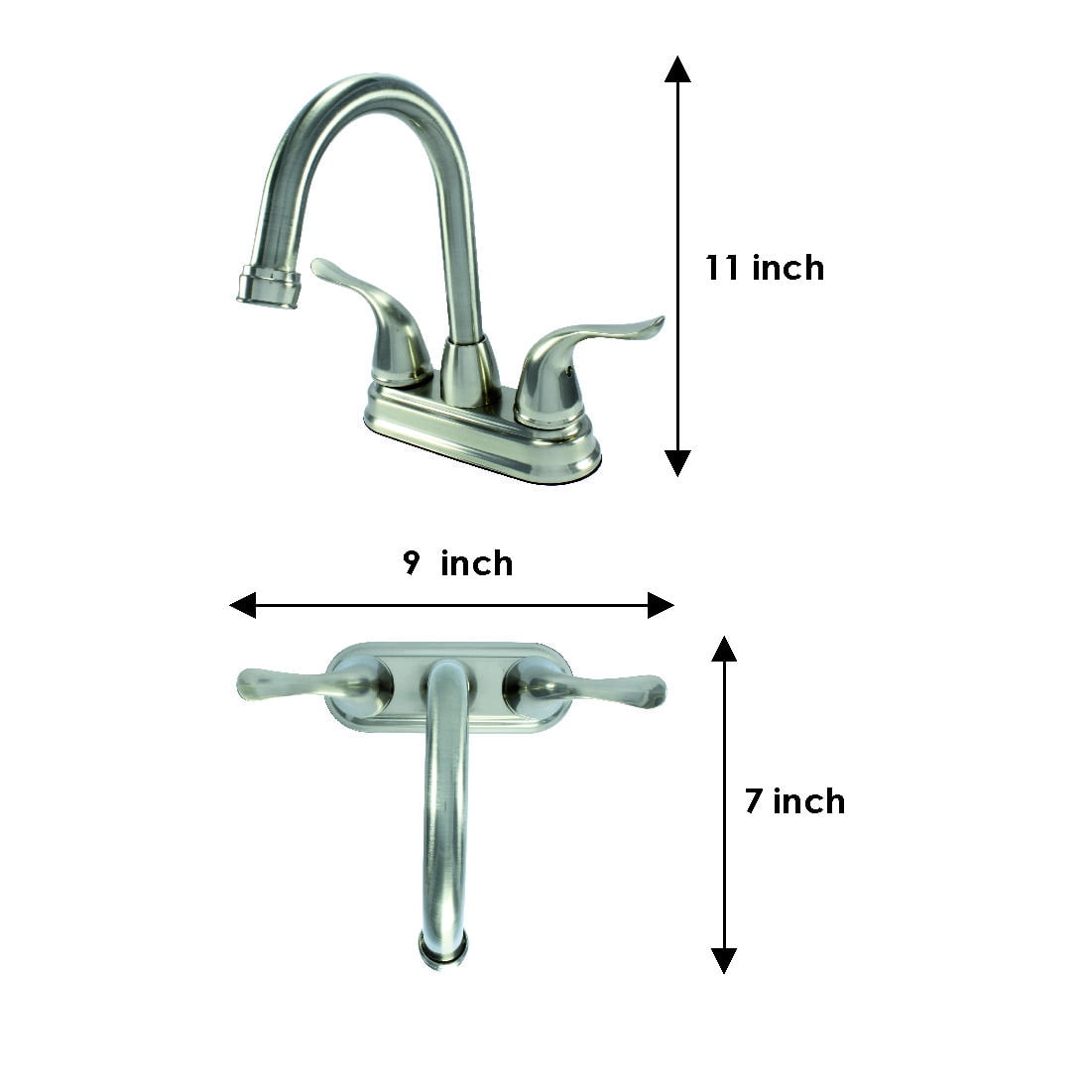 WMF-4225GNZMLP-BN - Hybrid Metal Deck Lavatory Bathroom Faucet, Double Handle,360 Degree Swivel High Arc, Washerless, Pop-up Included