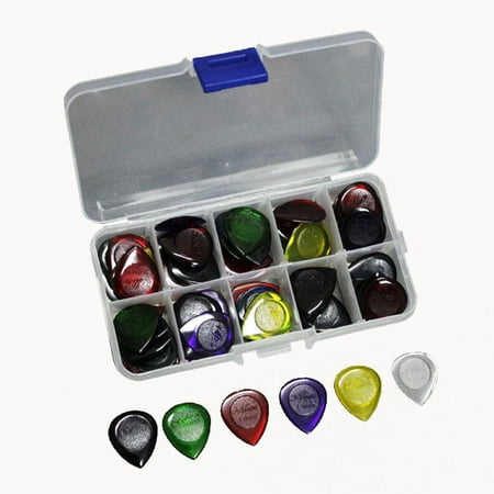 Band Guitar Picks Christmas Clearance 40pcs Durable Clear Acoustic Electric Guitar Picks Plectra 1.0 2.0 3.0mm + Case ()