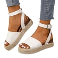 thumbnail image 4 of Caywon Womens Round Toe Dual Strap Wedge Sandals, Open Toe Thick Sole Summer Footwear, Casual Adjustable Ankle Strap Shoes, Sandalias Con Doble Correa Para Mujer, 4 of 8