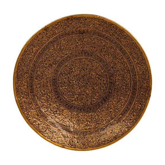 Kashmiri Papier Mache Wall Decor Plate - Golden
