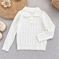 thumbnail image 3 of Mifsaly Girls Pullover Sweater Peter Pan Collar Long Sleeve Cable Knit Sweaters Cozy Preppy Knitwear Fall Winter School Uniforms, 3 of 7