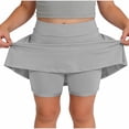 thumbnail image 2 of CUZIBR Kids Tennis Skort Breathable Relaxed High Elastic Waist Golf Running Skirts A-Line With Shorts Outdoor Running Casual Summer Fashionable Soft Mini Skirts Easter Dress,Gray,7-8 Years, 2 of 6