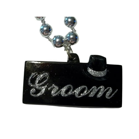 Groom Black Silver Bachelor Party Mardi Gras Necklace Beads Bead