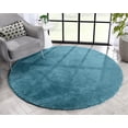 thumbnail image 3 of Well Woven | Faux Rabbit Fur Shag Light Blue | Super Soft | Area Rug 6' Round, 3 of 7