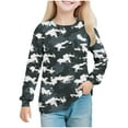 thumbnail image 2 of fnnxnal Big Girls Dark Gray Camo Long Sleeve Top - Soft Stretch Camouflage Shirt with Chest Pocket 4-12Y,Size 7 T, 2 of 8