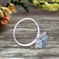 thumbnail image 3 of Cushion Cut 1.25 Carat Vintage Floral Aquamarine Engagement Ring On 10K White Gold Anniversary Gift Personalized For Brides, 3 of 5
