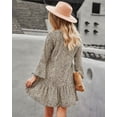 thumbnail image 2 of V Neck Long Sleeve Button Detail Dotted Print Dress for Women, 2 of 3