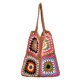 thumbnail image 1 of 9131 Bolso Hombro Playa Con Flores Coloridas Bohemias Punto Hueco Ganchillo Hecho A Mano Con Nicho (marrón), 1 of 9