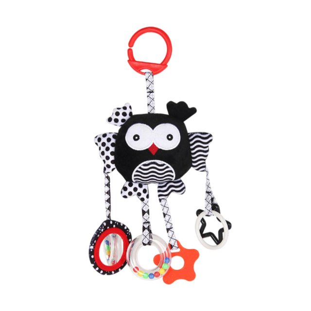 Libro sensorial del espejo,Libro de tela plegable con juguetes de espejo para bebés,Libro de tela con espejo suave Libros para niños Juguete de aprendizaje,Juguete Montessori Colgante de búho