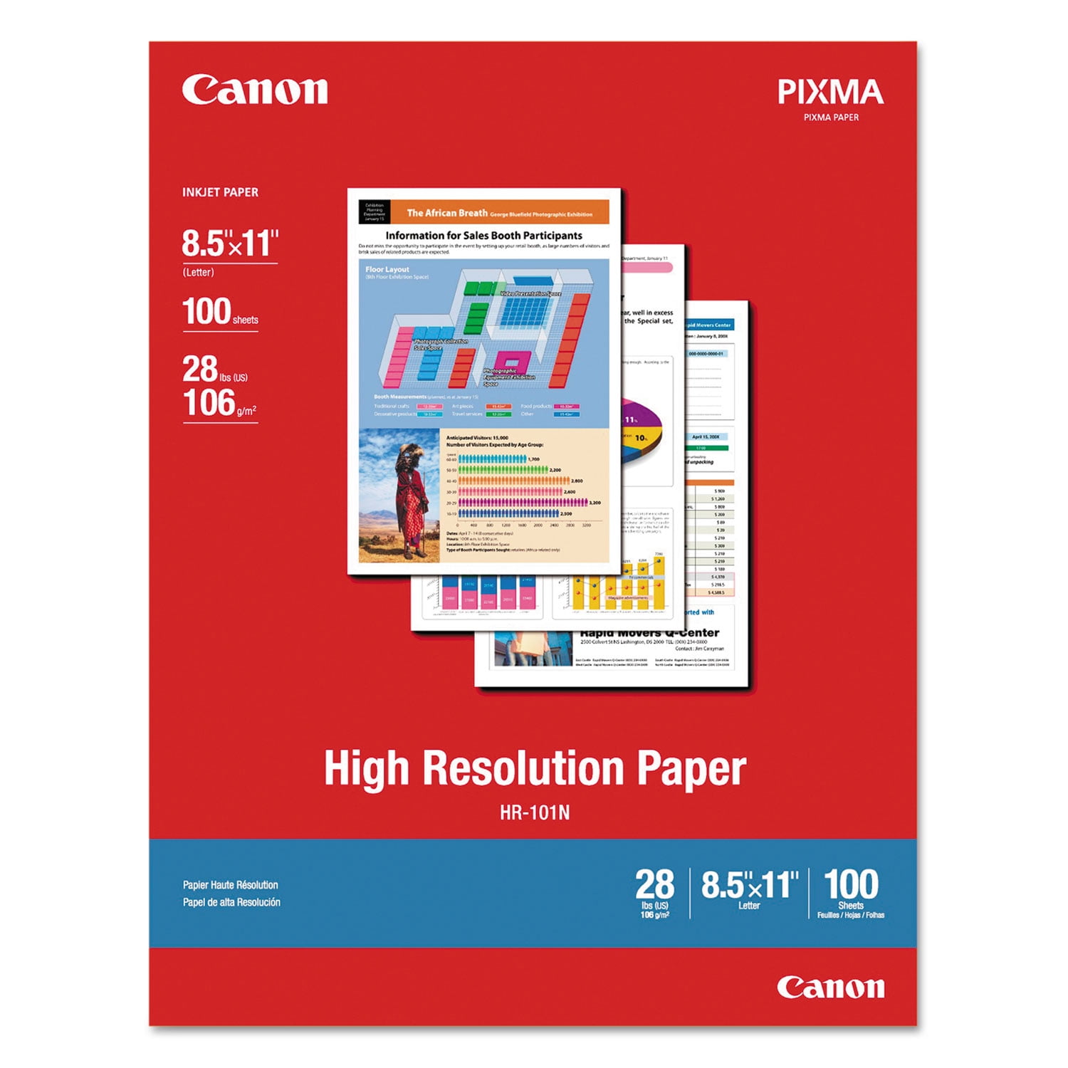 Canon Inkjet High Resolution Paper - White - Letter - 8 1/2' x 11' - 100 Sheet