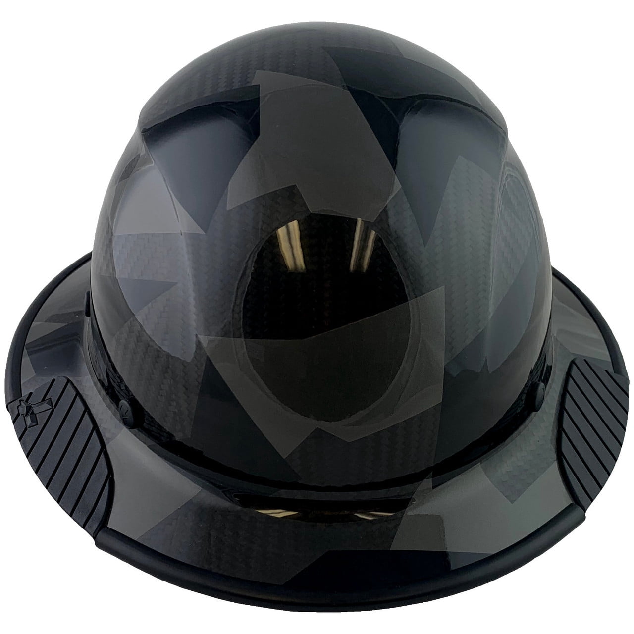 Lift Safety Actual Carbon Fiber Hard Hat - Full Brim Camo Black with Protective Edge and Tote