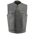 thumbnail image 6 of Milwaukee Leather MLM3508 Men's Black Premium Leather Vest - Old Glory Laced Armholes Black Stitching Club Style Vest 3X-Large, 6 of 6