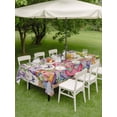thumbnail image 4 of Outdoor Tablecloth with Umbrella Hole for Patio/Picnic/Party/Camping, Blue Purple Gnomes Waterproof Table Cloth Rectangle Table Cover Washable, Spring Vintage Hydrangea Flower Leaf (60"x 102"), 4 of 8