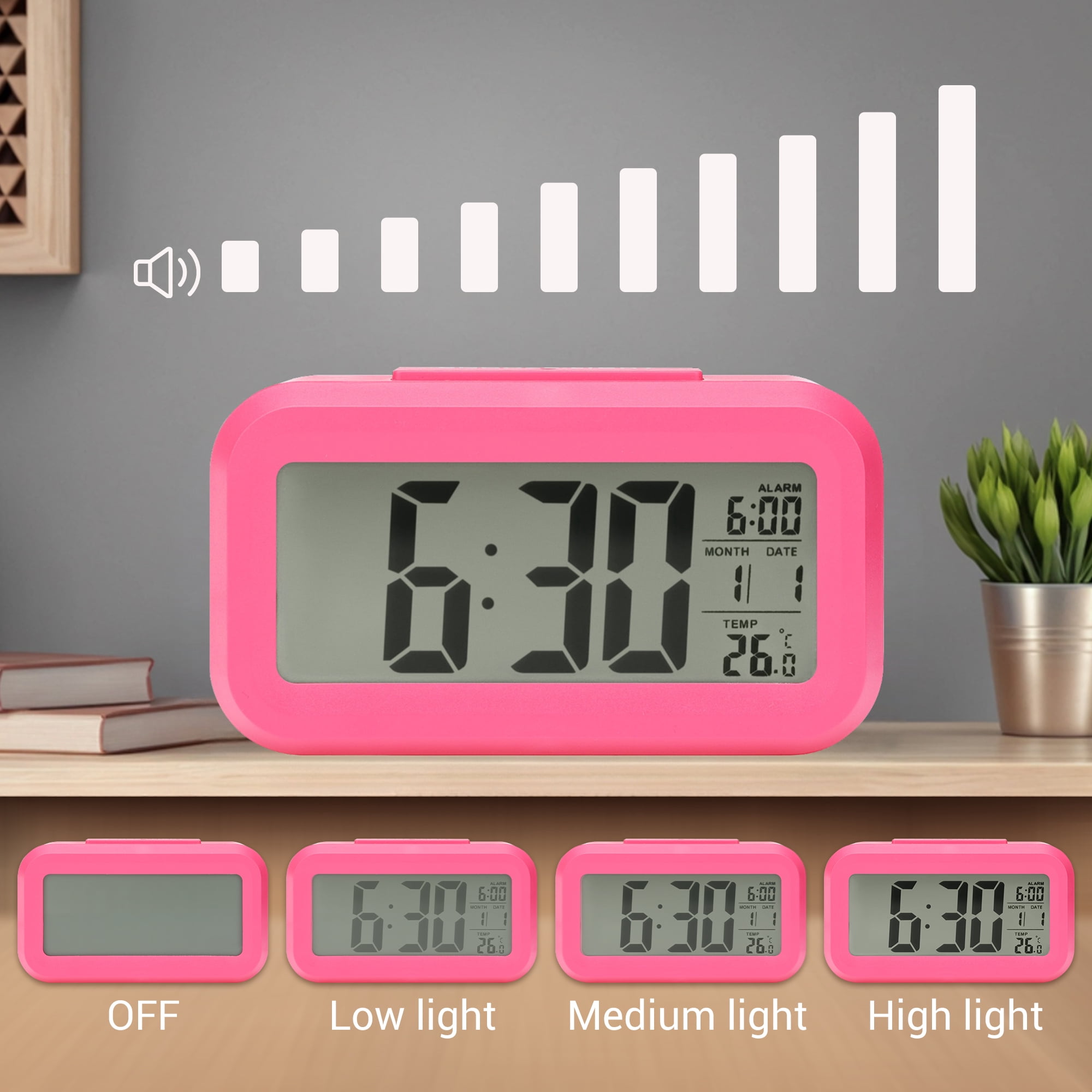 Unique Bargains Small Digital Alarm Clock for Bedroom for Deep Sleepers Blue