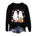 thumbnail image 5 of PLHWHYQ Women's Halloween Cute Ghost Pumpkin Graphic Crewneck Sweatshirt, Long Sleeve Casual Fall Pullover Top c-Black XXL, 5 of 6