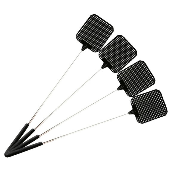 4PCS Plastic Fly Swatters with Extendable Rods for Efficient Bug Flapper Stainless Steel Telescoping Pest Control Set