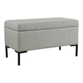 thumbnail image 1 of HomePop 17.5" Medium Modern Woven Fabric Storage Bench with Metal Legs in Gray, 1 of 12