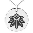 thumbnail image 1 of Stainless Steel Minamoto Samurai Crest Engraved Small Medallion Circle Charm Pendant Necklace, 1 of 1