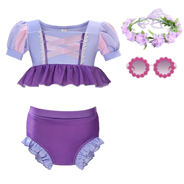 Trajes de baño para niñas pequeñas Princesa para niños pequeños Traje de baño de dos piezas para niños Conjunto de bikini 2023 Traje de baño de vacaciones de natación de verano 8-9T (Tag150) Gao Jinjia LED
