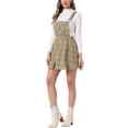 thumbnail image 4 of Allegra K Women's Pinafore Overall Dress Checks Adjustable Strap Suspender Skirt XS Khaki, 4 of 6