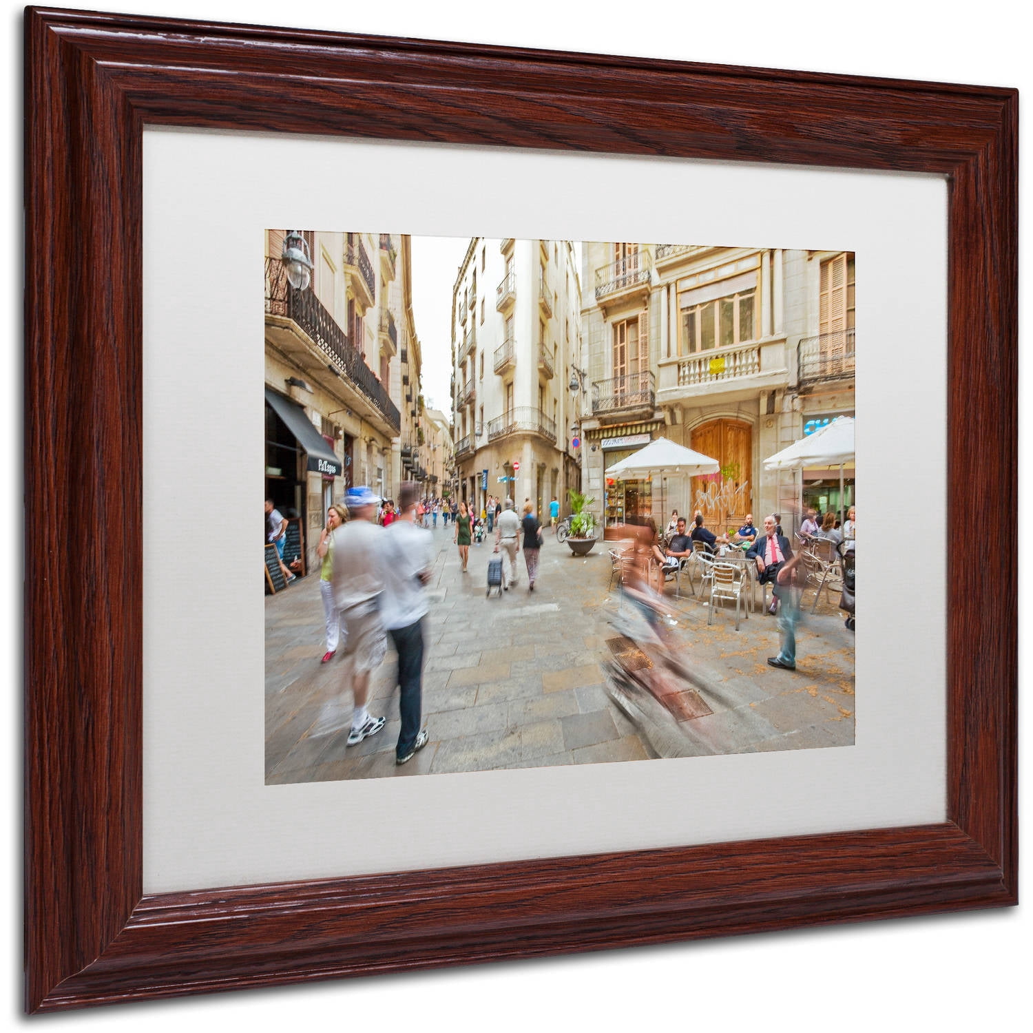 Trademark Fine Art "Ghost Biker Rides Gothic Barcelona" Canvas Art by Yale Gurney, White Matte, Wood Frame