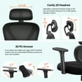 thumbnail image 3 of COOLHUT Ergonomic Office Chair, Rubber Wheels for Wooden Floor, 360° Swivel Adjustable Computer Desk Chair, 3D Adjustable Armrest  & Headrest, Home Gaming Chair with Lumbar Support, 3 of 7