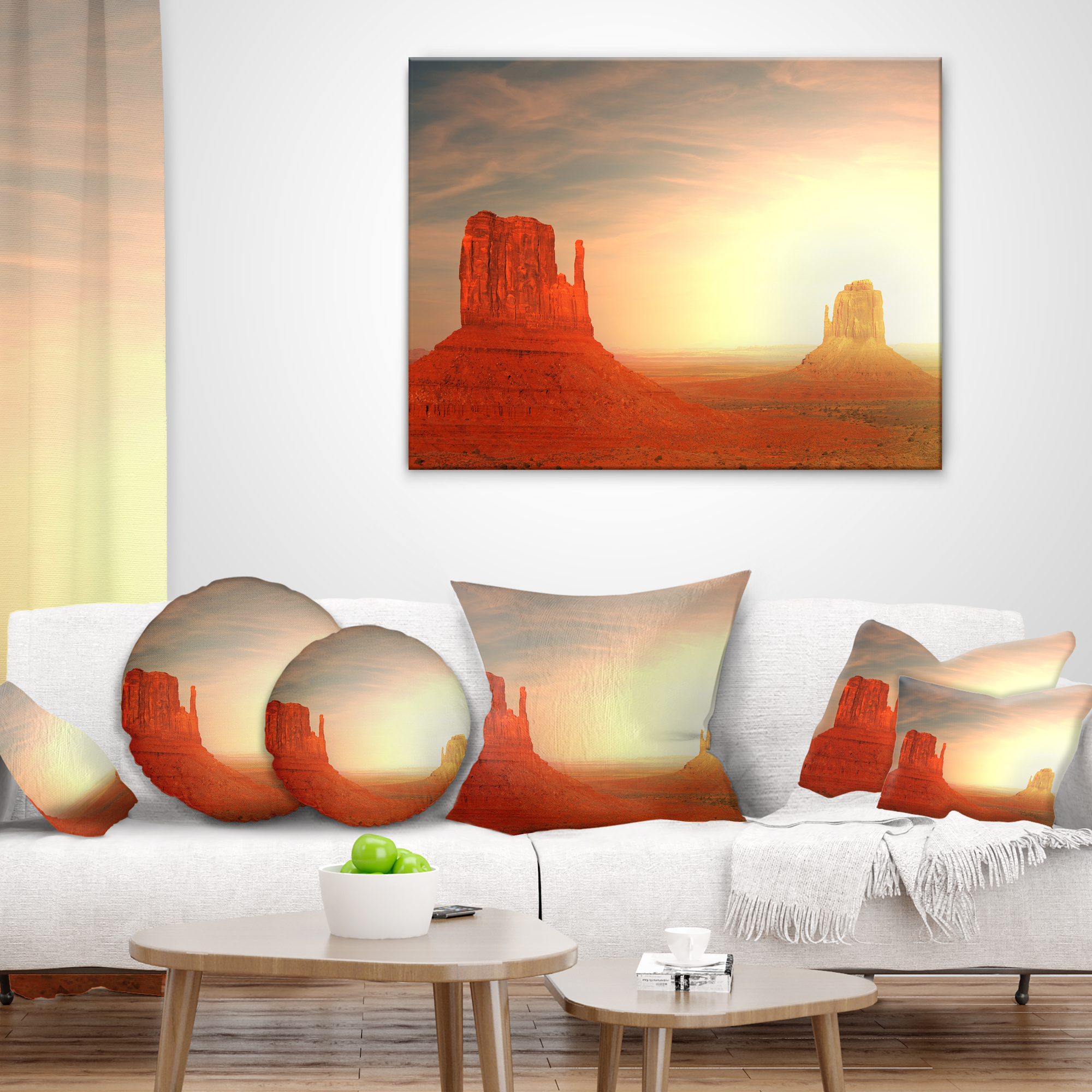 Designart Monument Valley Utah Usa - Landscape Printed Throw Pillow - 16x16