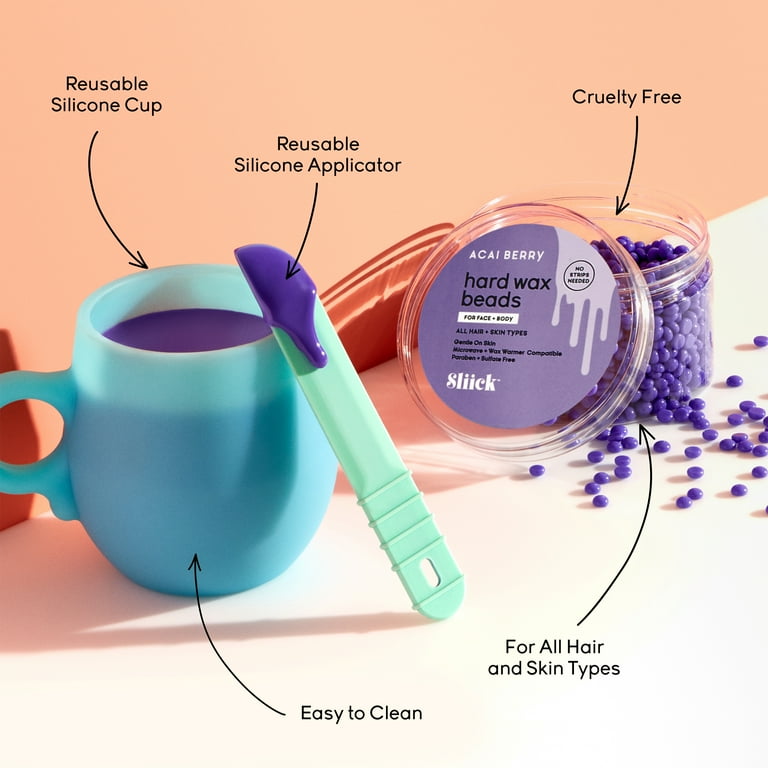 Sliick Microwave Wax Beads Kit for Face and Body Hair Removal 4 oz